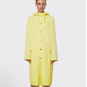 NWT New Rains Long Water-Resistant Raincoat Jacket Pale Yellow w/Hood Large